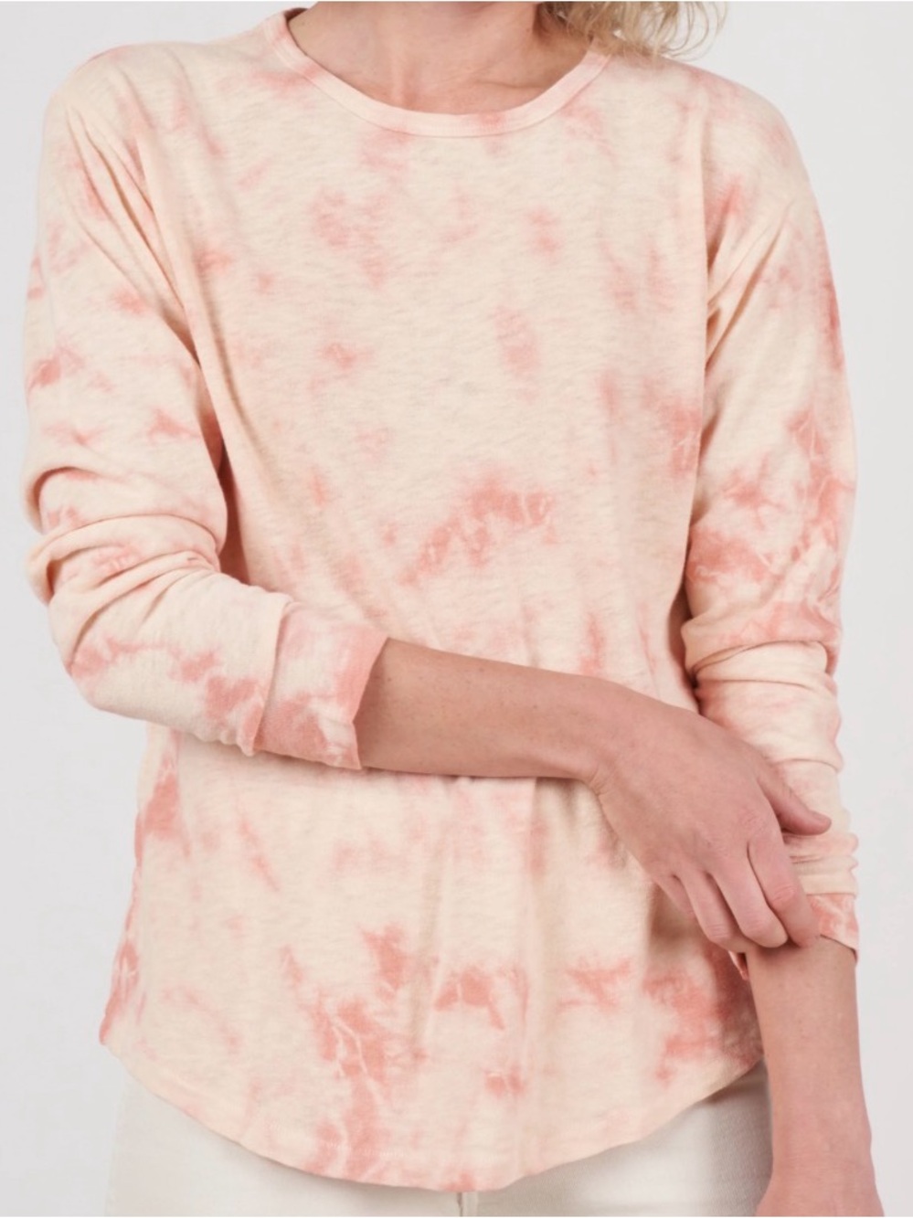 amo Scoop Neck Long Sleeve Tee Shirt Top Size Large Sherbet Tie Dye
